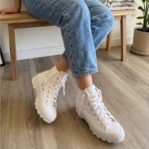 Converse Women's White Lace-Up High-Top Canvas Boots